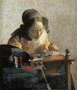 Johannes Vermeer Lace embroidery woman painting